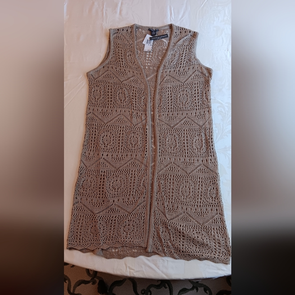 Chelsea & Theodore gold knit duster
